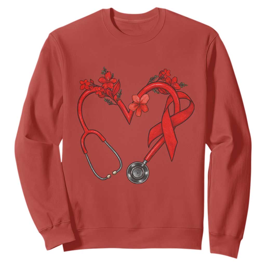 Healthcare Hero HIV Support Sweatshirt Red Ribbon Warrior Gift