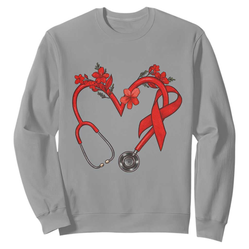 Healthcare Hero HIV Support Sweatshirt Red Ribbon Warrior Gift