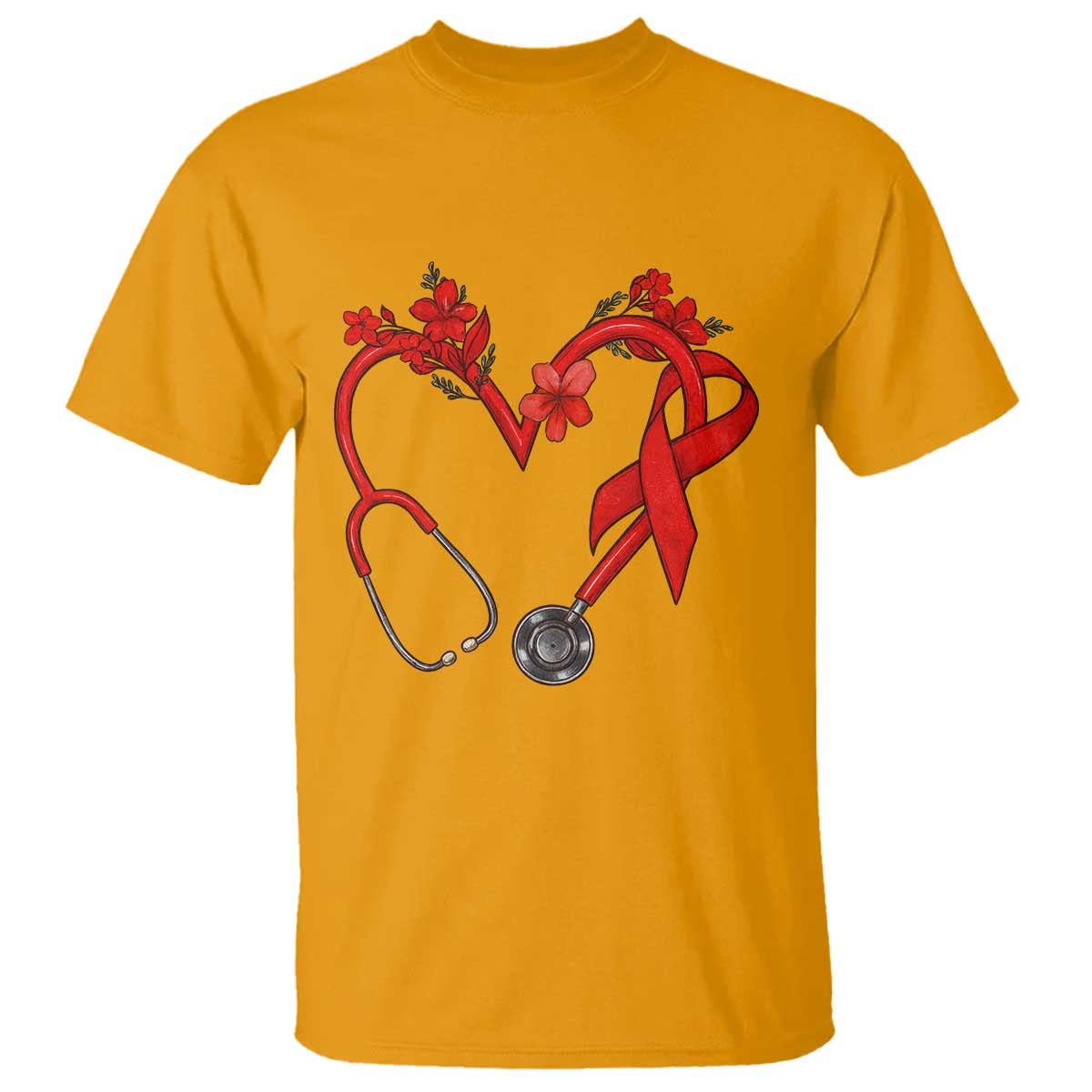 Healthcare Hero HIV Support T Shirt Red Ribbon Warrior Gift