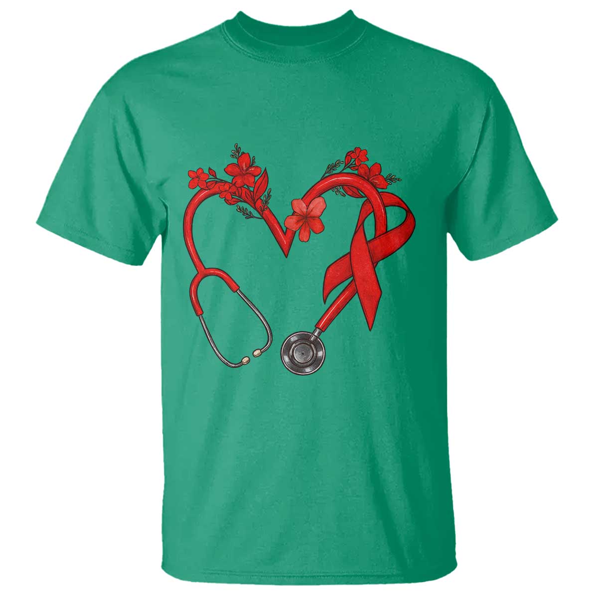 Healthcare Hero HIV Support T Shirt Red Ribbon Warrior Gift
