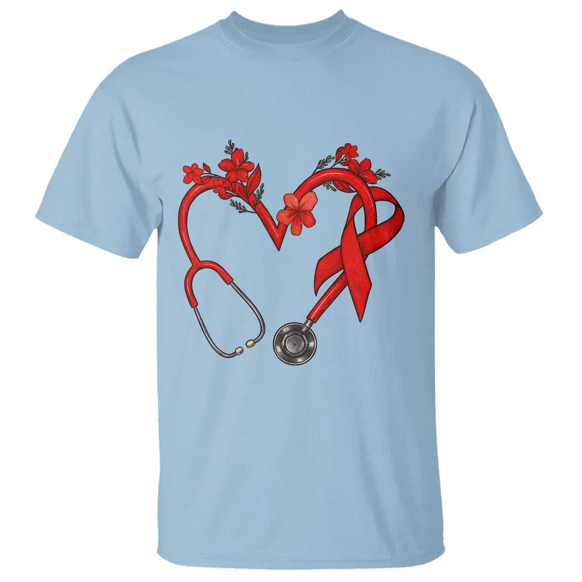 Healthcare Hero HIV Support T Shirt Red Ribbon Warrior Gift