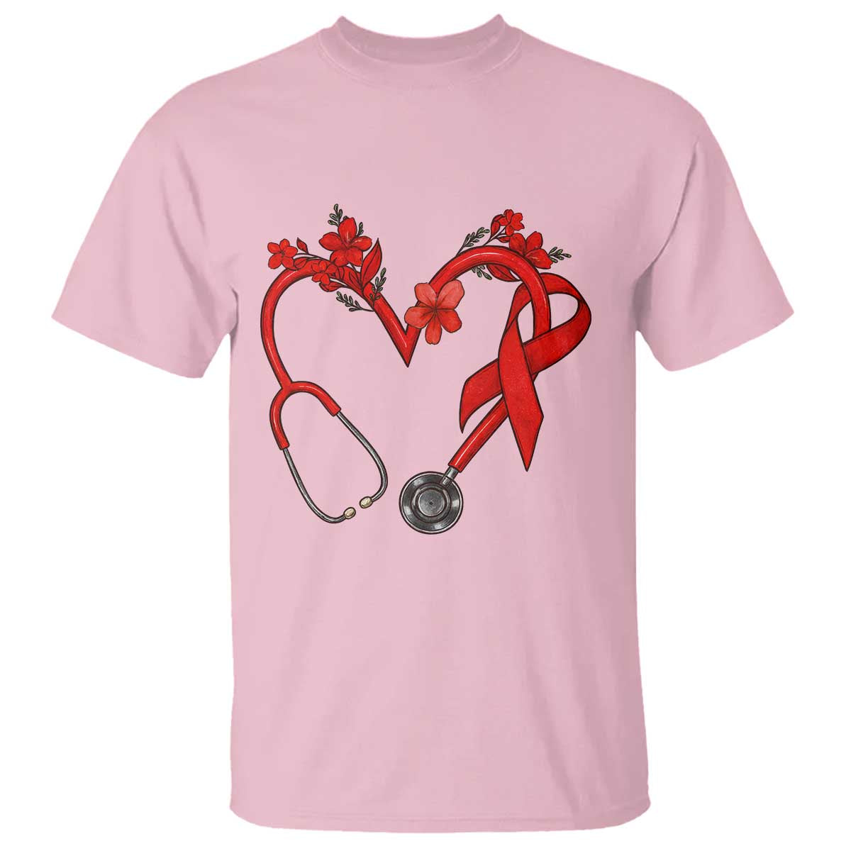 Healthcare Hero HIV Support T Shirt Red Ribbon Warrior Gift