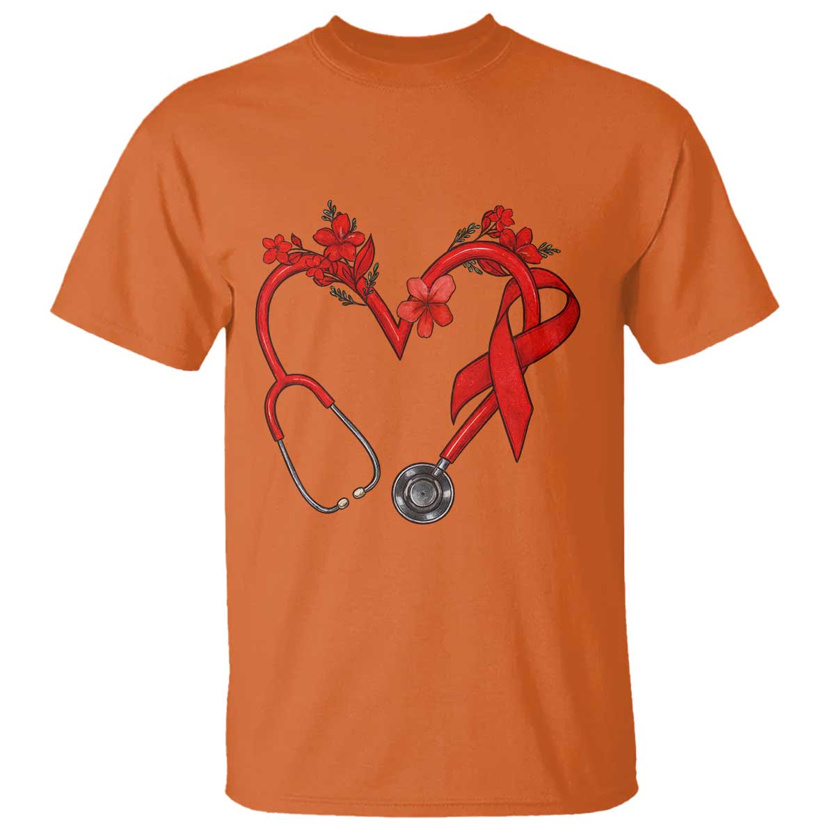 Healthcare Hero HIV Support T Shirt Red Ribbon Warrior Gift