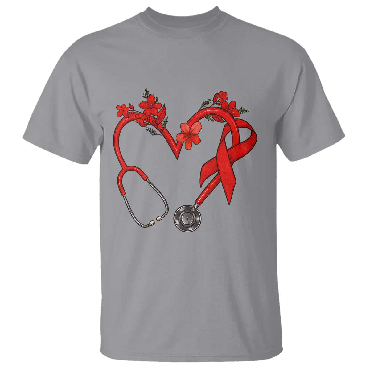 Healthcare Hero HIV Support T Shirt Red Ribbon Warrior Gift