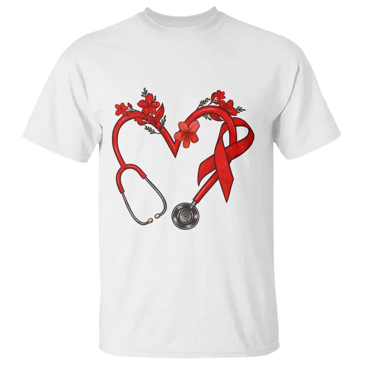 Healthcare Hero HIV Support T Shirt Red Ribbon Warrior Gift