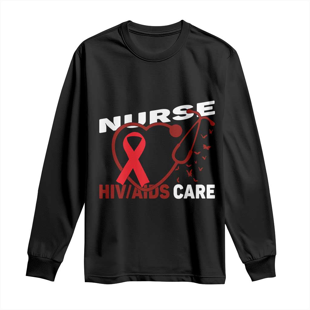 Healthcare Hero HIV AIDS Care Nurse Gift Long Sleeve Shirt