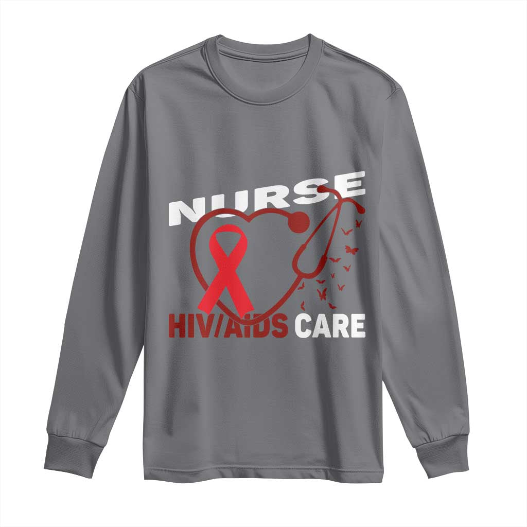 Healthcare Hero HIV AIDS Care Nurse Gift Long Sleeve Shirt