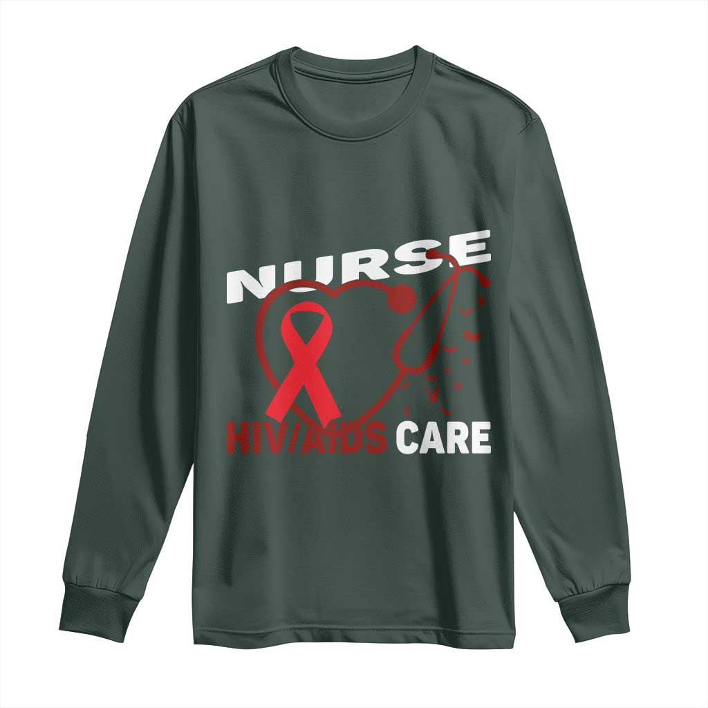 Healthcare Hero HIV AIDS Care Nurse Gift Long Sleeve Shirt