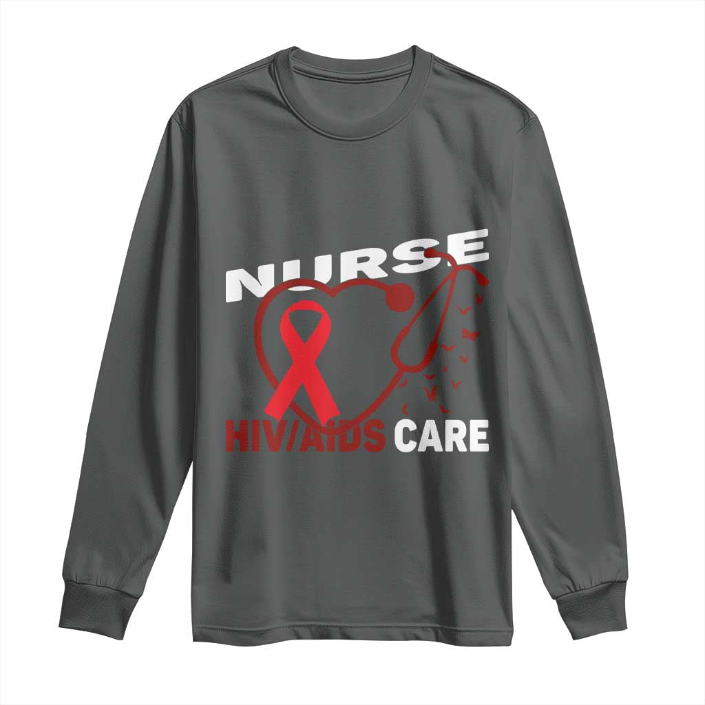 Healthcare Hero HIV AIDS Care Nurse Gift Long Sleeve Shirt