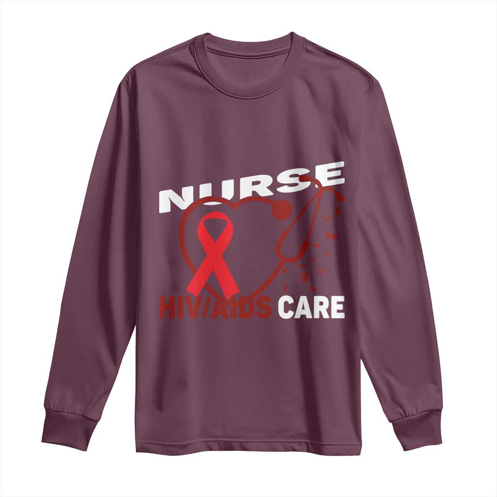 Healthcare Hero HIV AIDS Care Nurse Gift Long Sleeve Shirt