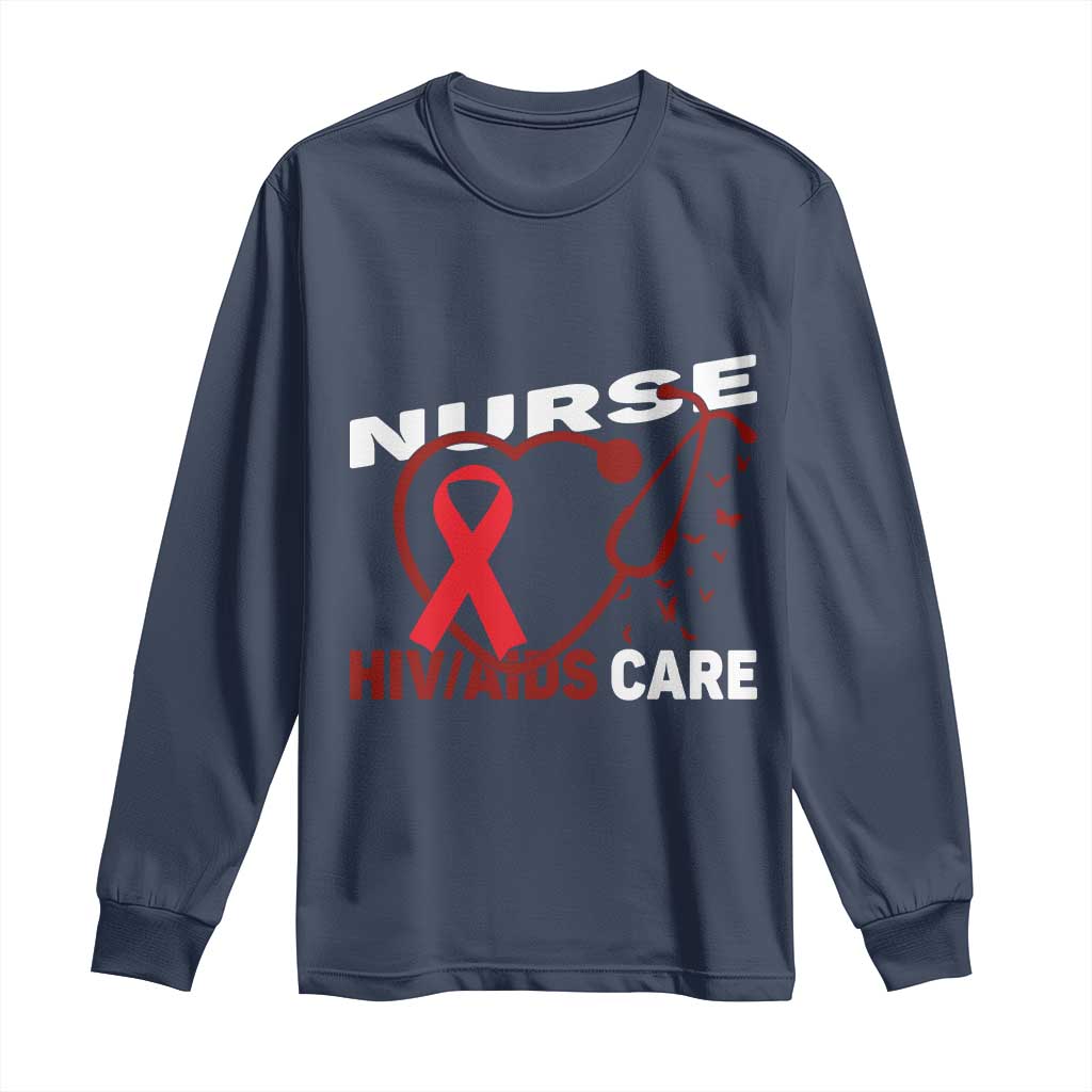 Healthcare Hero HIV AIDS Care Nurse Gift Long Sleeve Shirt