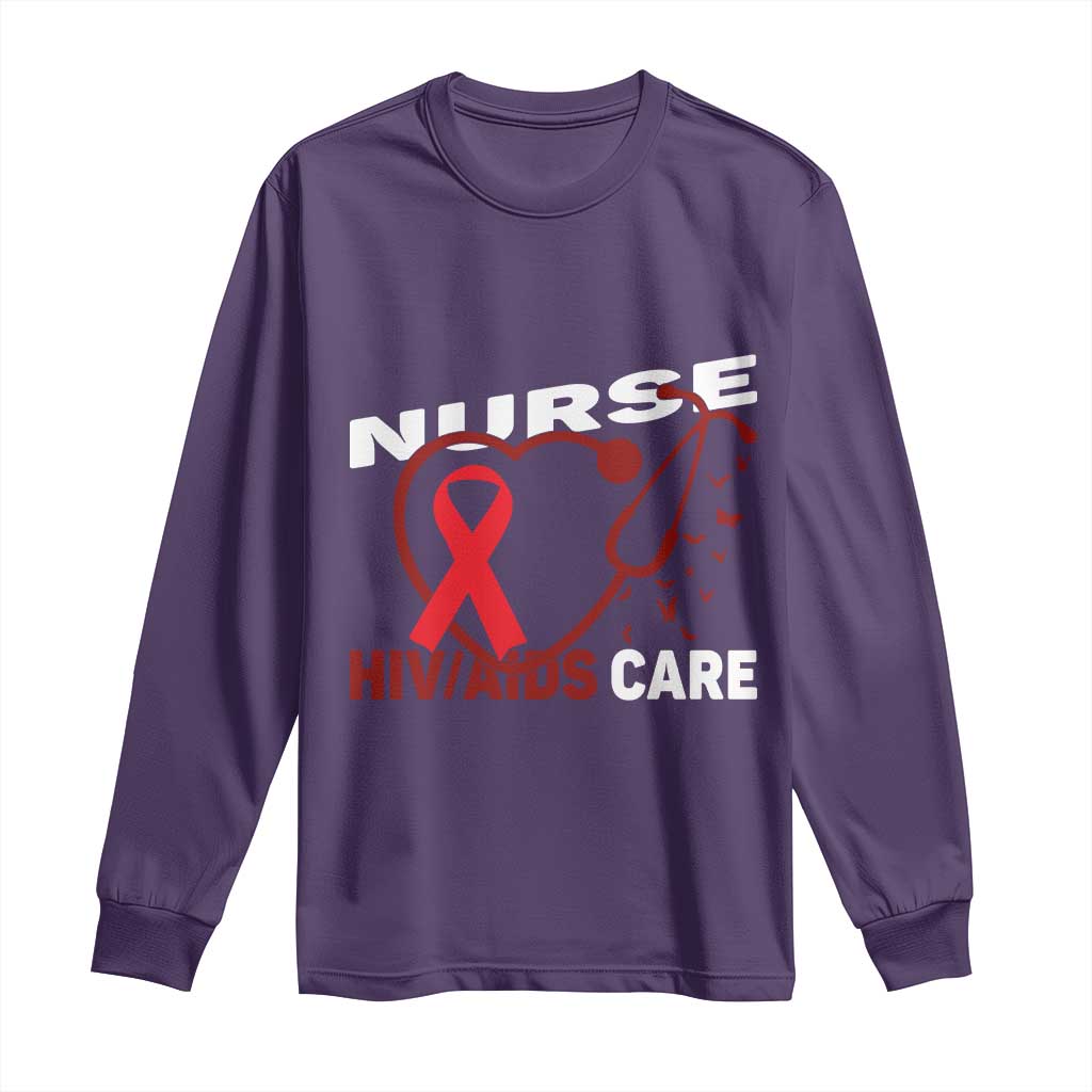 Healthcare Hero HIV AIDS Care Nurse Gift Long Sleeve Shirt