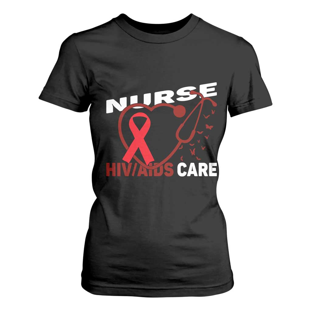 Healthcare Hero HIV AIDS Care Nurse Gift T Shirt For Women