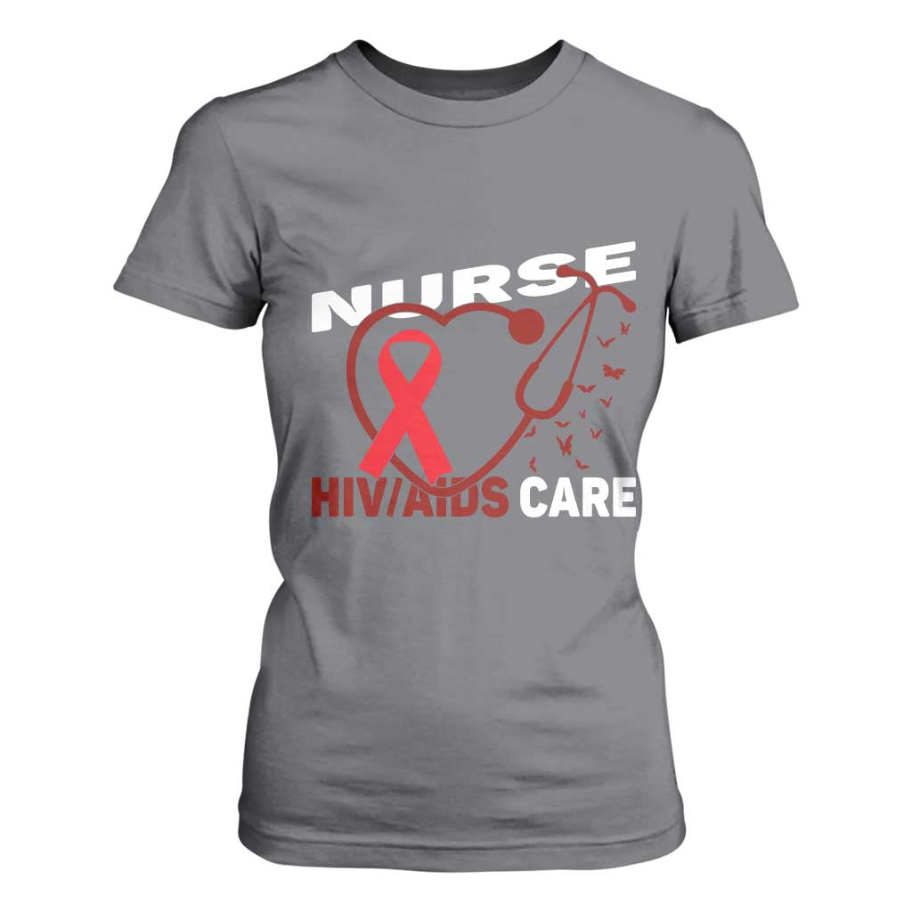 Healthcare Hero HIV AIDS Care Nurse Gift T Shirt For Women