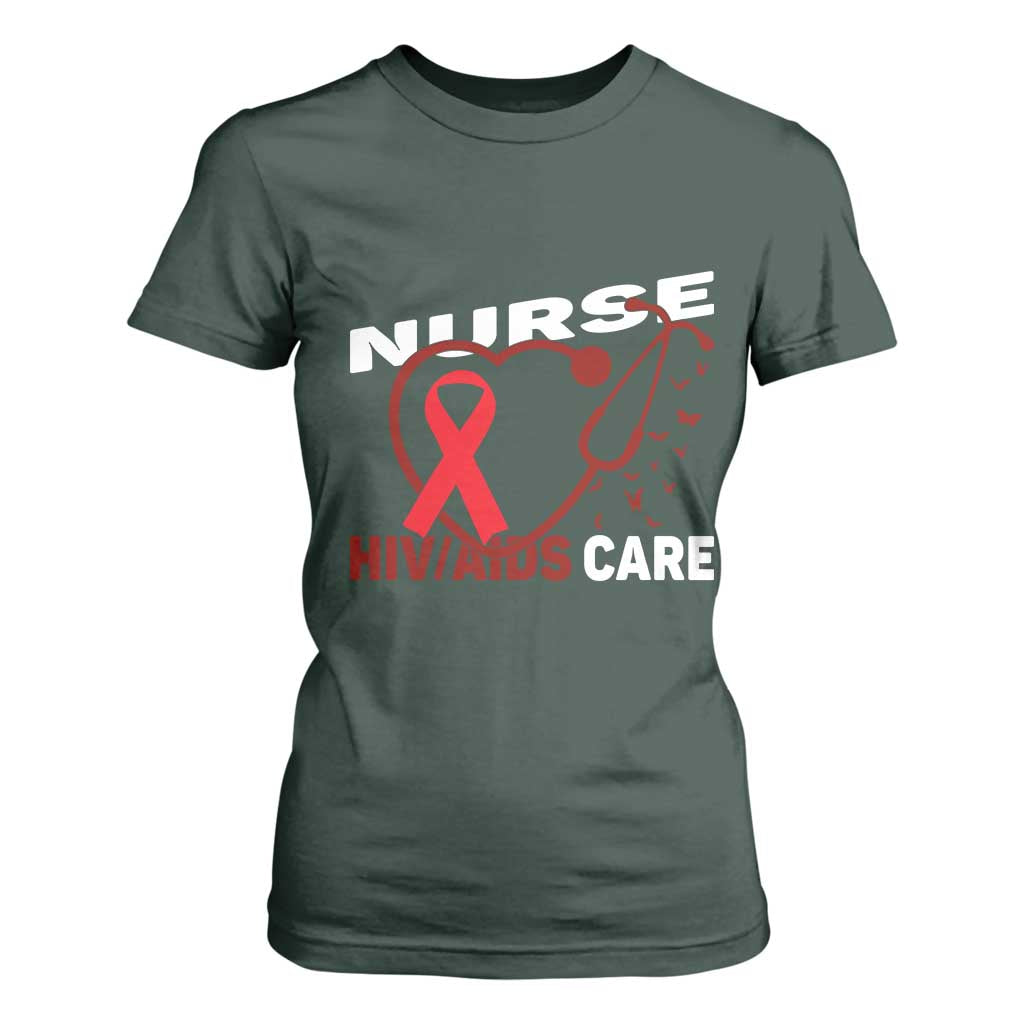 Healthcare Hero HIV AIDS Care Nurse Gift T Shirt For Women