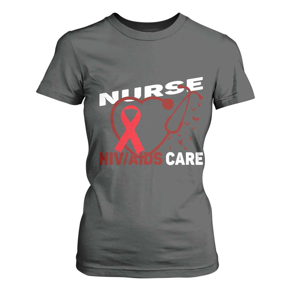 Healthcare Hero HIV AIDS Care Nurse Gift T Shirt For Women