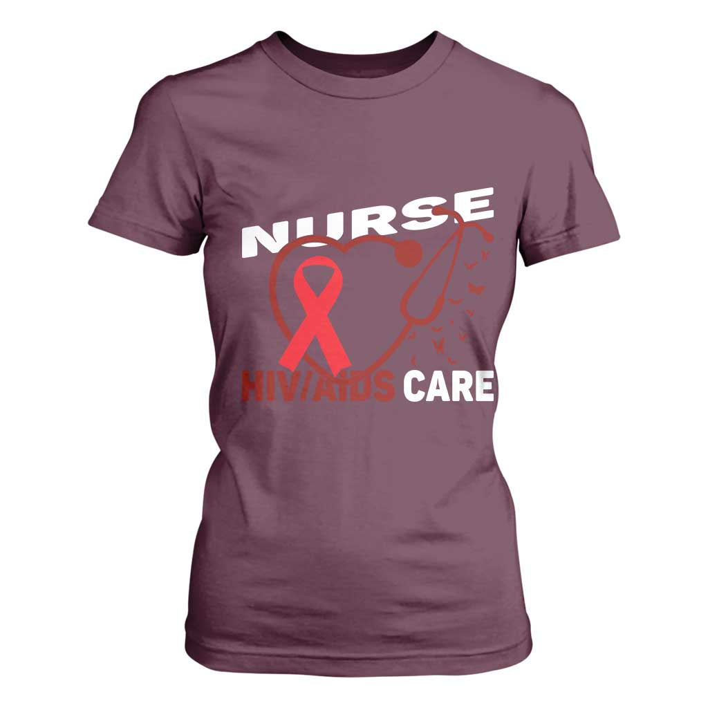 Healthcare Hero HIV AIDS Care Nurse Gift T Shirt For Women