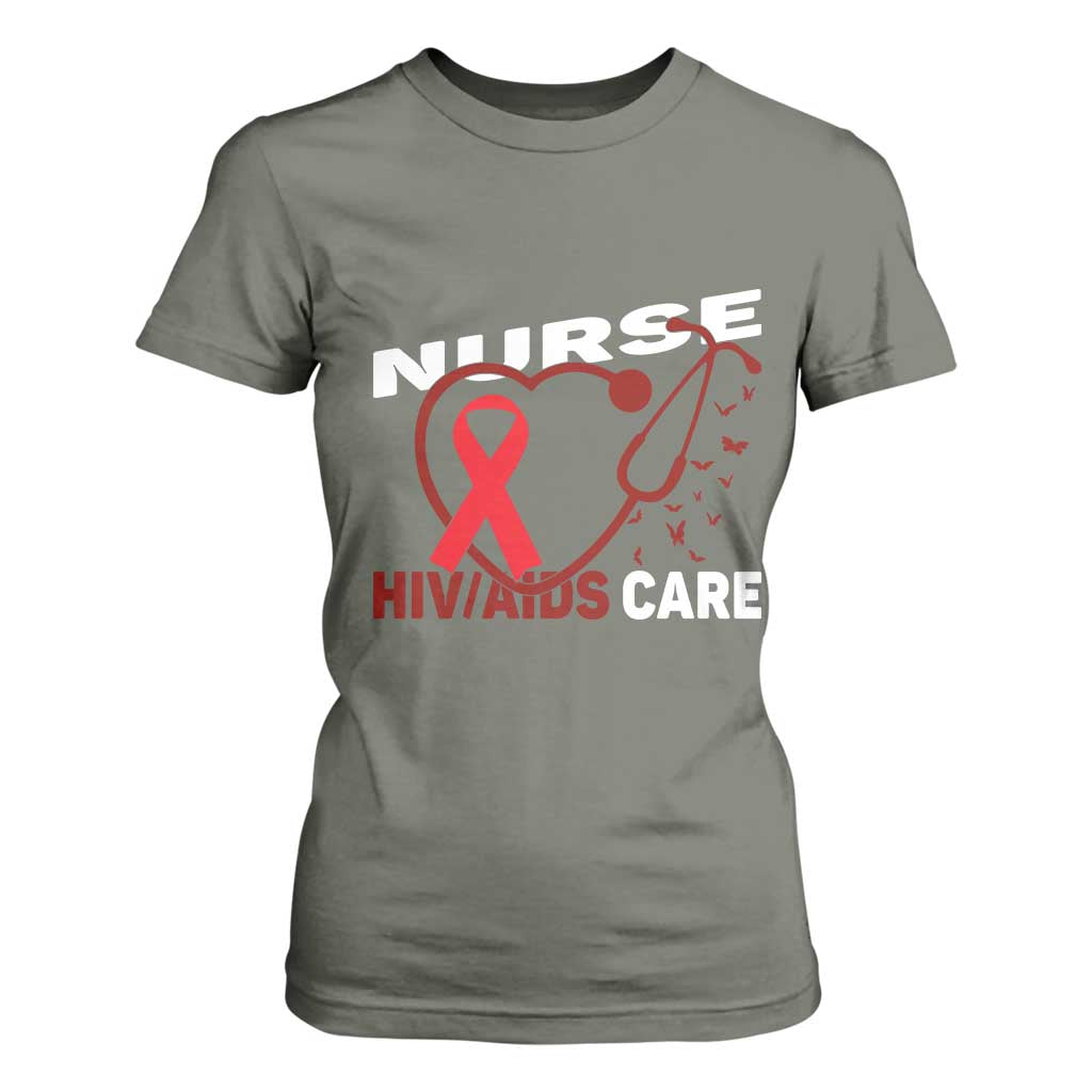 Healthcare Hero HIV AIDS Care Nurse Gift T Shirt For Women