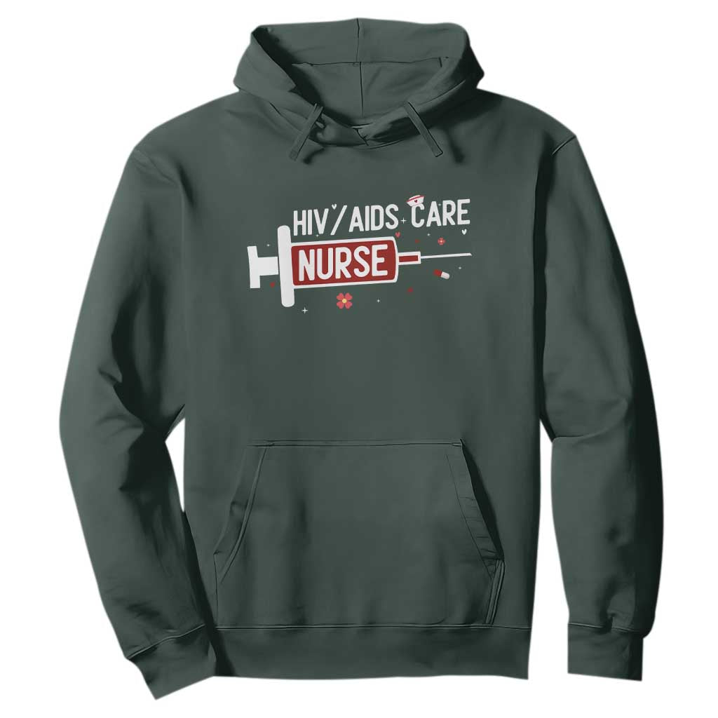 HIV AIDS Care Nurse Hoodie Red Ribbon Support Gift