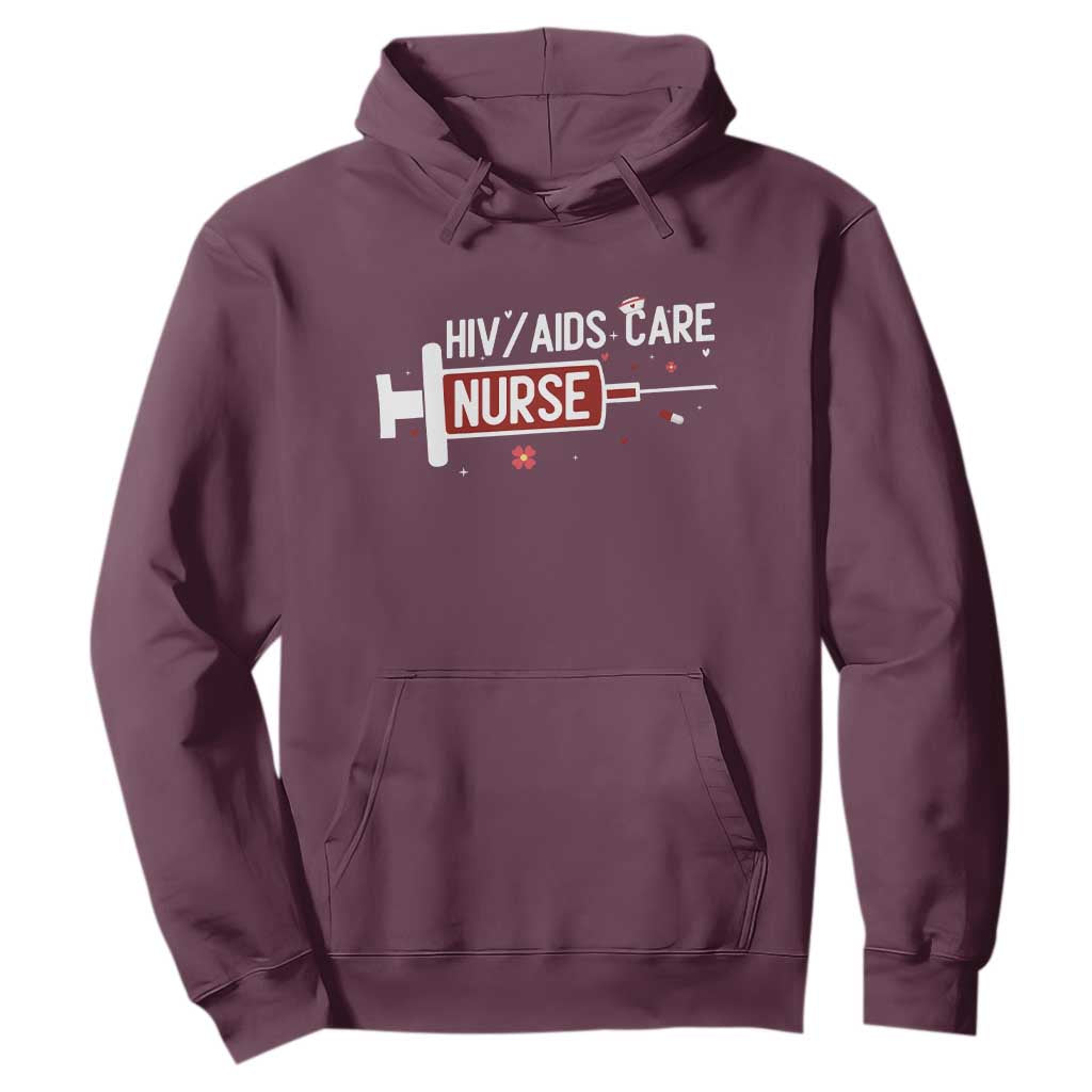 HIV AIDS Care Nurse Hoodie Red Ribbon Support Gift