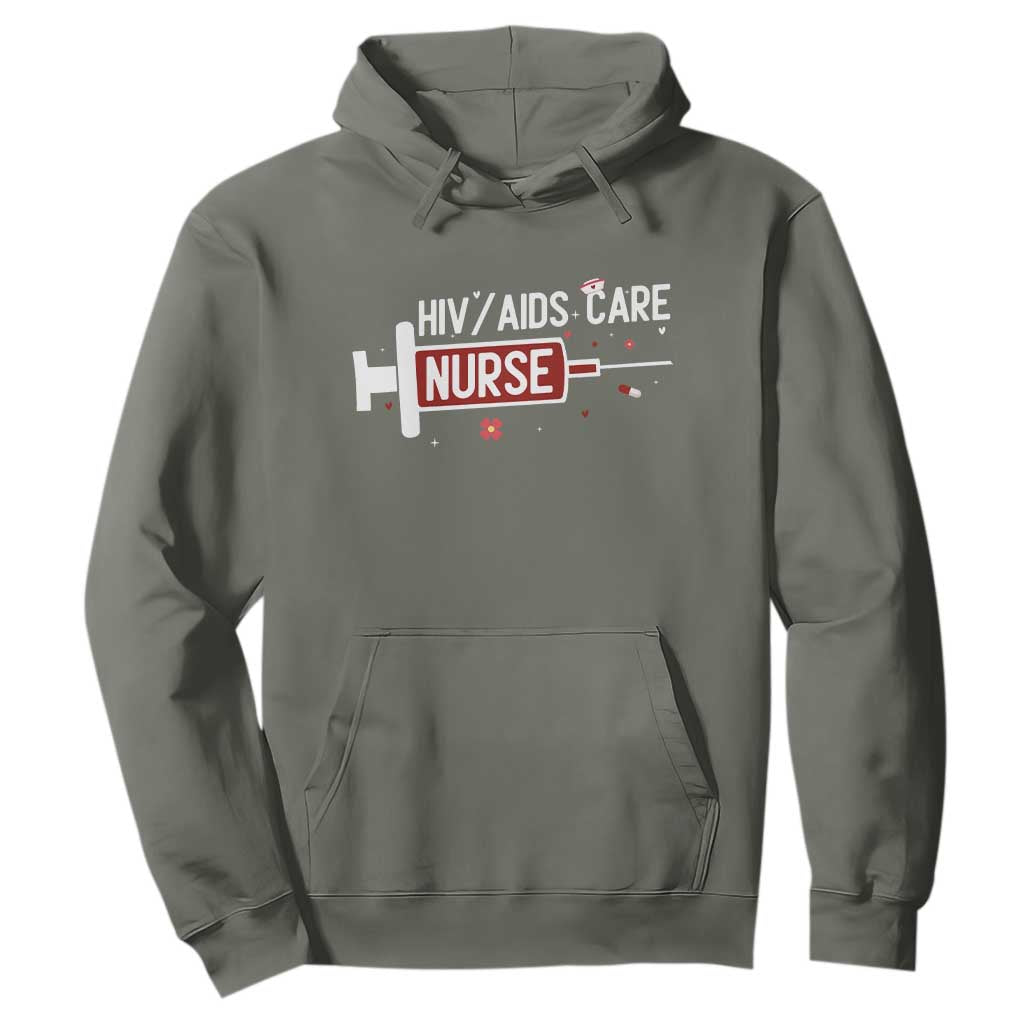 HIV AIDS Care Nurse Hoodie Red Ribbon Support Gift