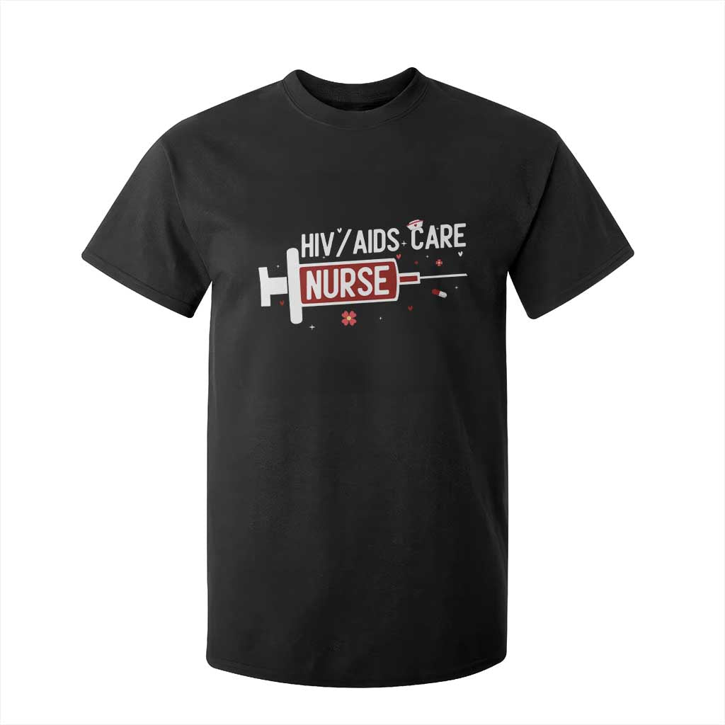 HIV AIDS Care Nurse T Shirt For Kid Red Ribbon Support Gift