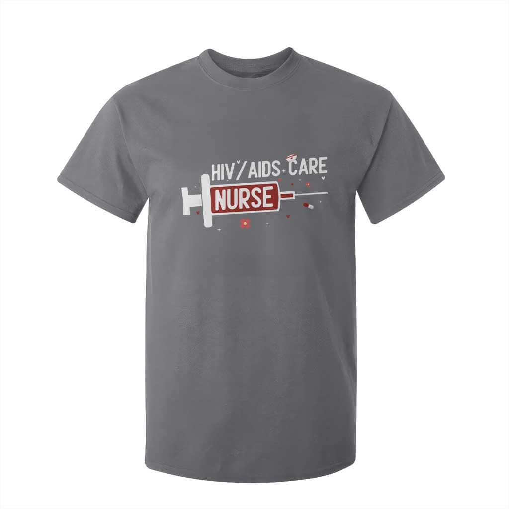HIV AIDS Care Nurse T Shirt For Kid Red Ribbon Support Gift