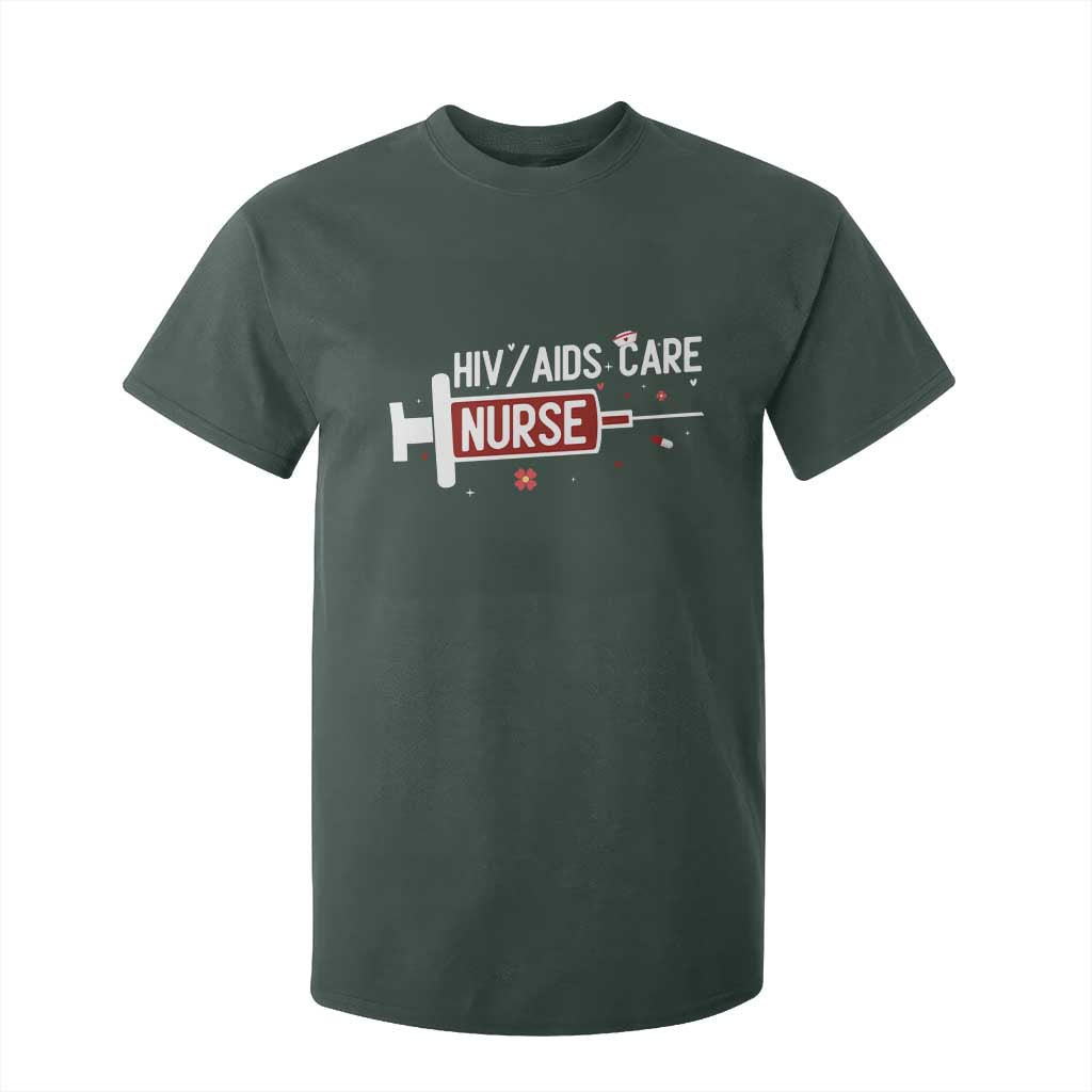 HIV AIDS Care Nurse T Shirt For Kid Red Ribbon Support Gift