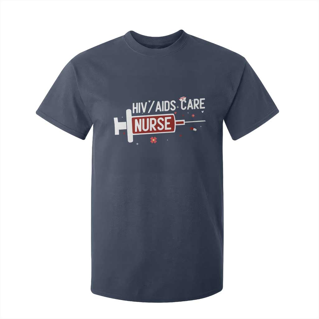 HIV AIDS Care Nurse T Shirt For Kid Red Ribbon Support Gift