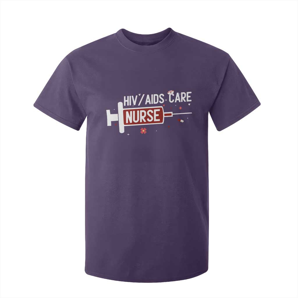 HIV AIDS Care Nurse T Shirt For Kid Red Ribbon Support Gift