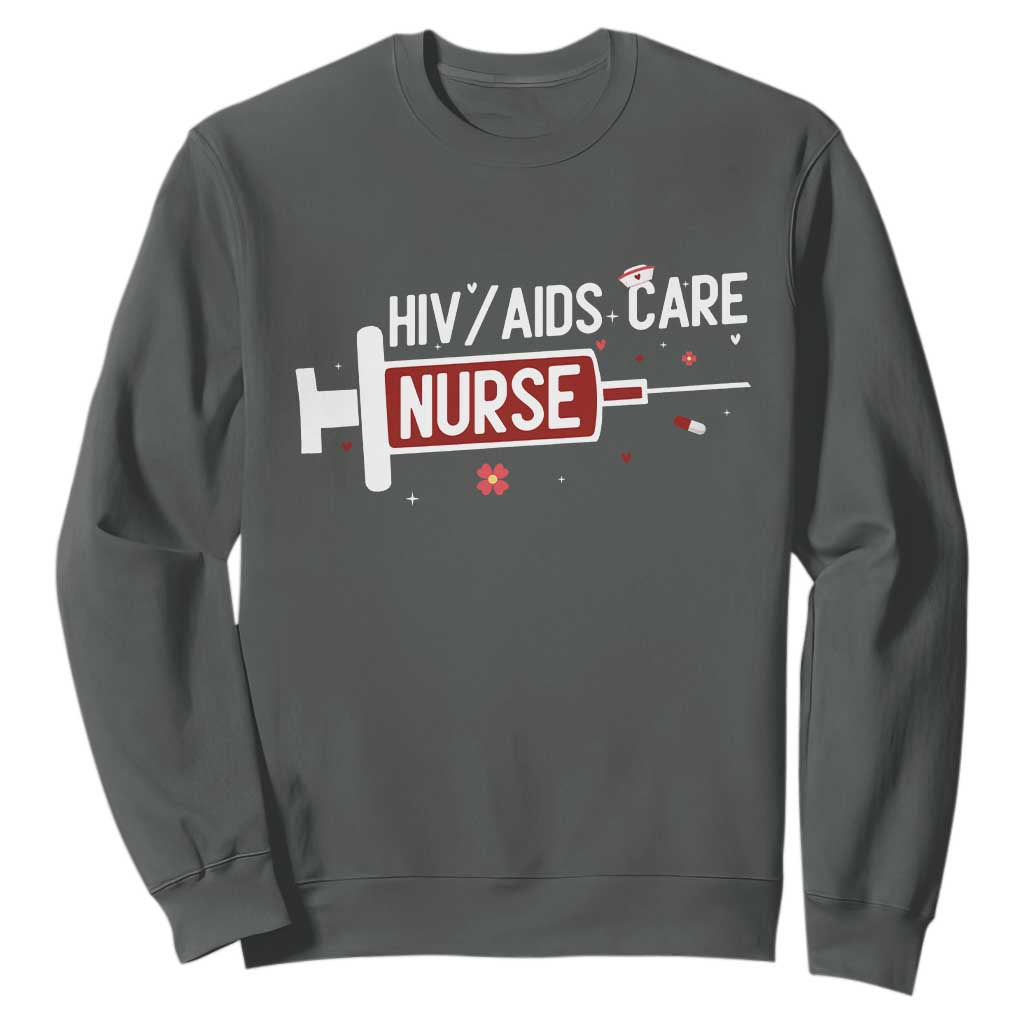 HIV AIDS Care Nurse Sweatshirt Red Ribbon Support Gift