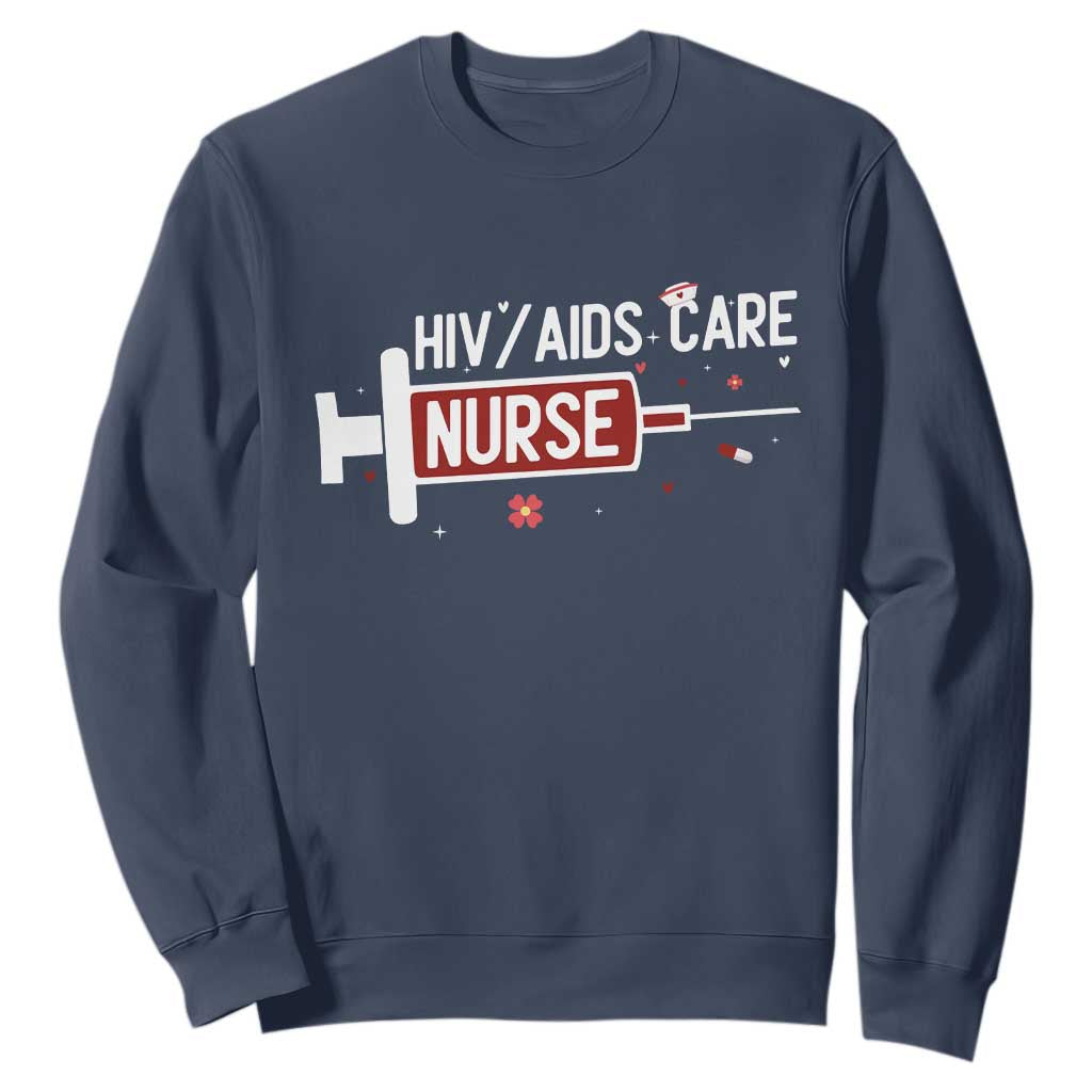HIV AIDS Care Nurse Sweatshirt Red Ribbon Support Gift