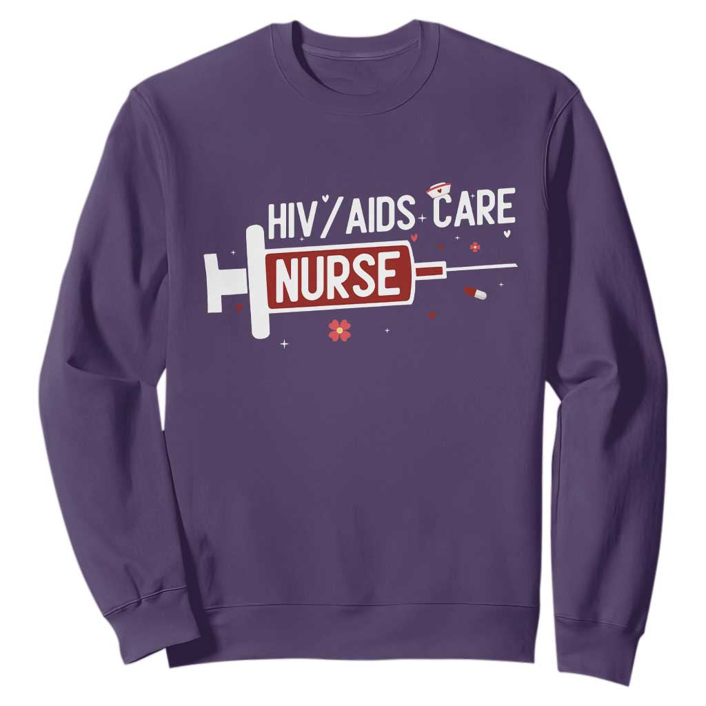 HIV AIDS Care Nurse Sweatshirt Red Ribbon Support Gift