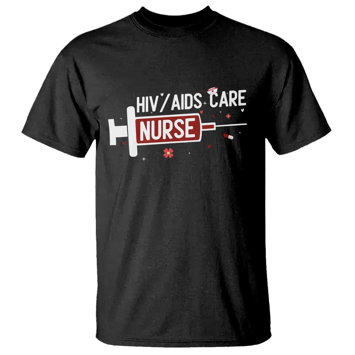 HIV AIDS Care Nurse T Shirt Red Ribbon Support Gift