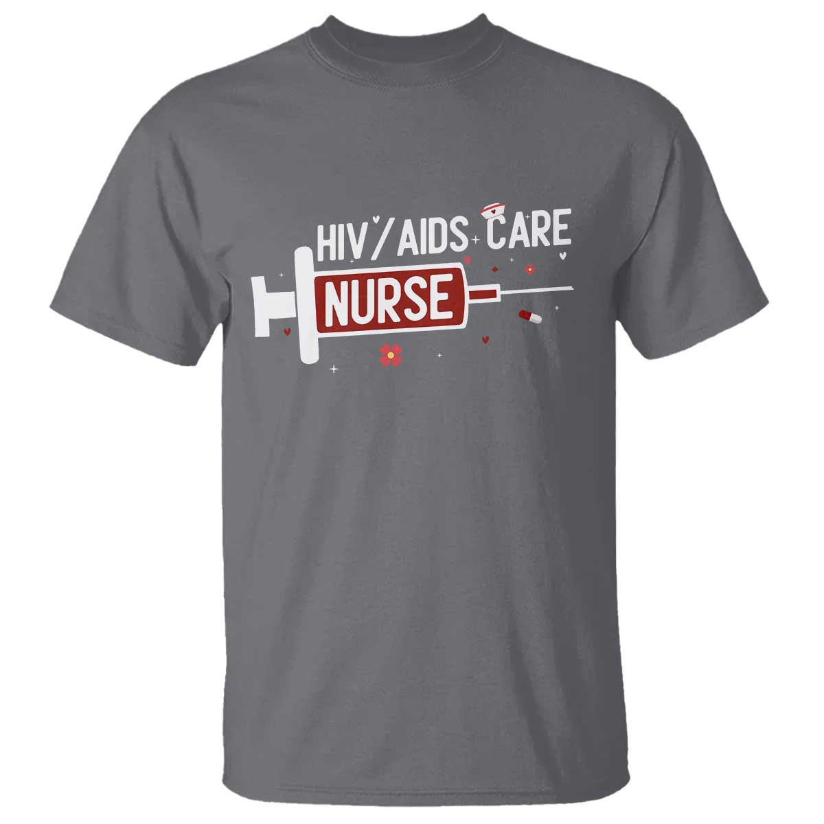 HIV AIDS Care Nurse T Shirt Red Ribbon Support Gift
