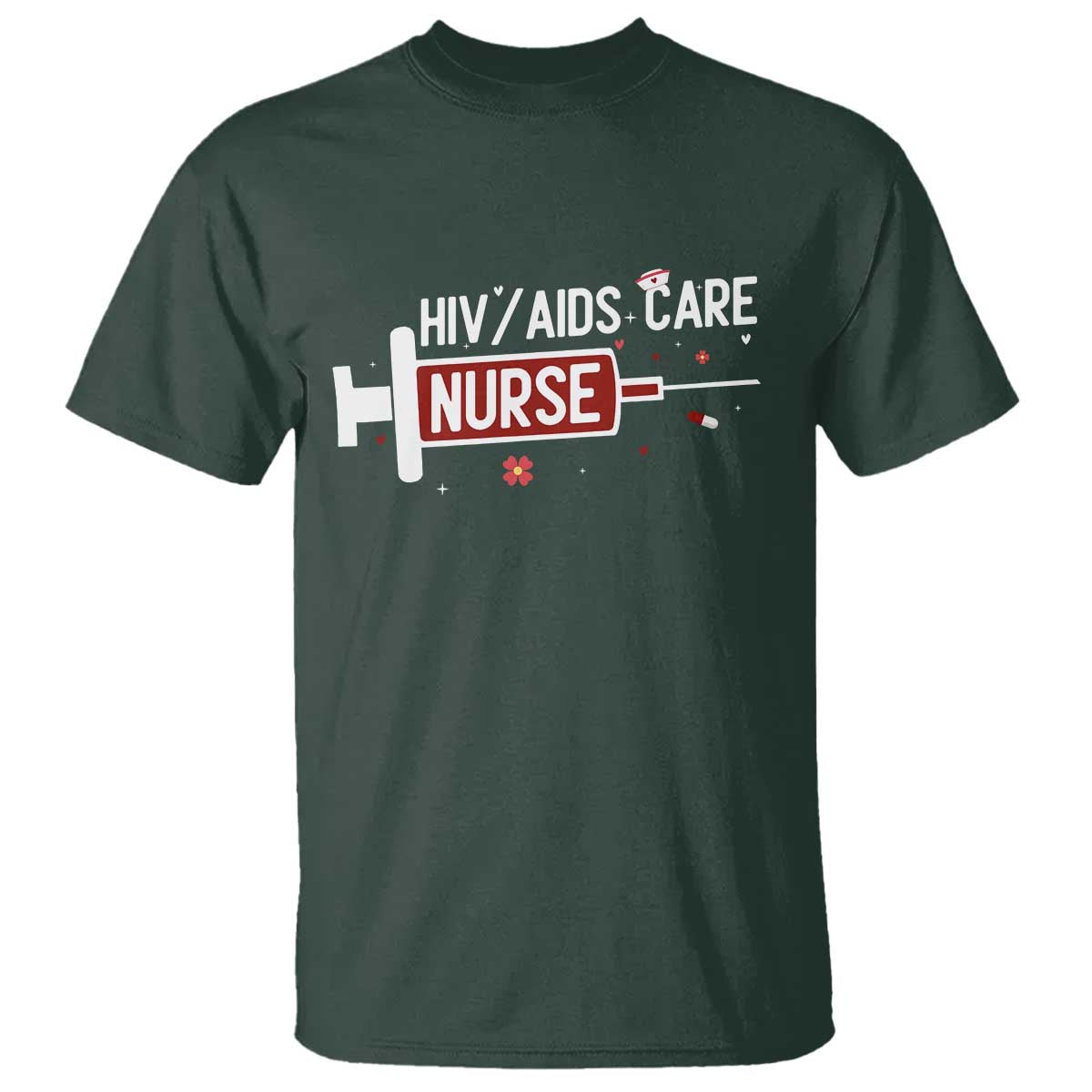 HIV AIDS Care Nurse T Shirt Red Ribbon Support Gift