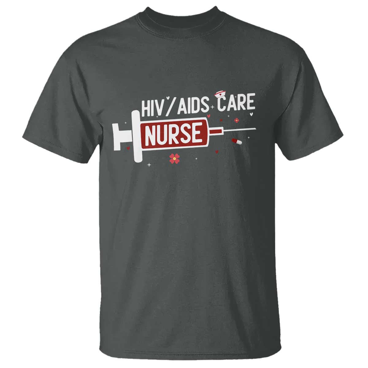 HIV AIDS Care Nurse T Shirt Red Ribbon Support Gift