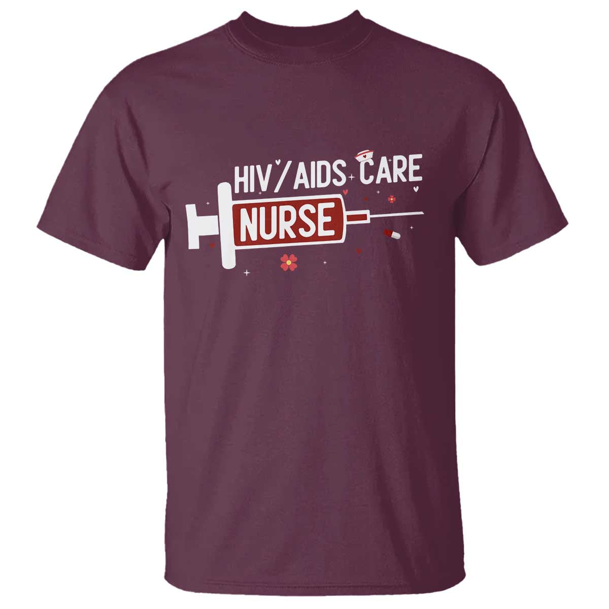 HIV AIDS Care Nurse T Shirt Red Ribbon Support Gift
