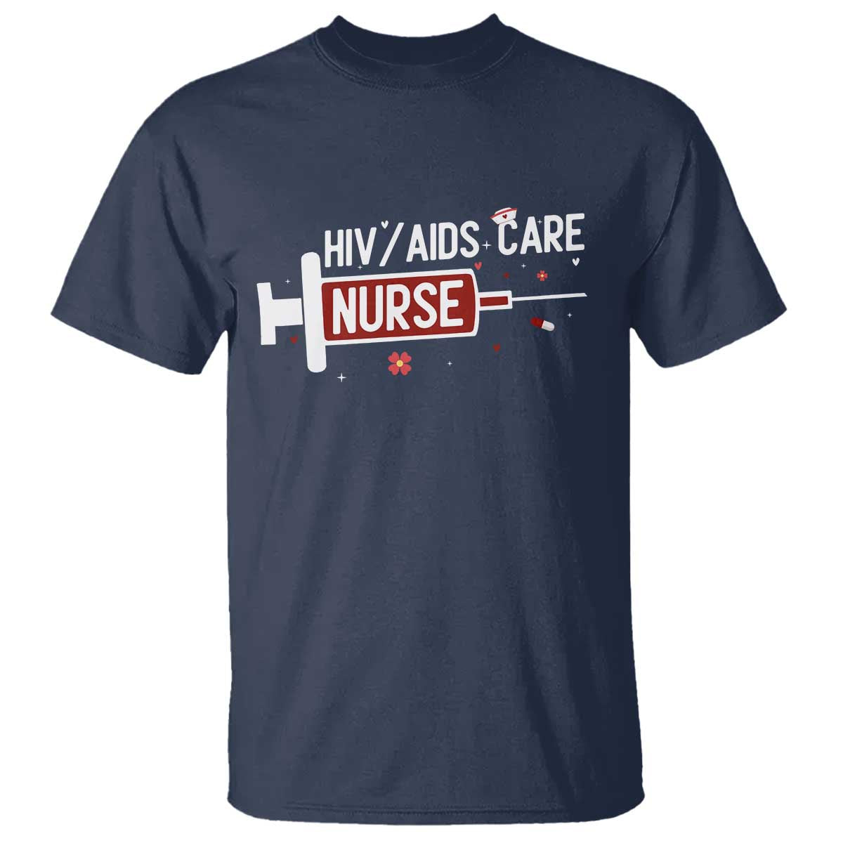HIV AIDS Care Nurse T Shirt Red Ribbon Support Gift