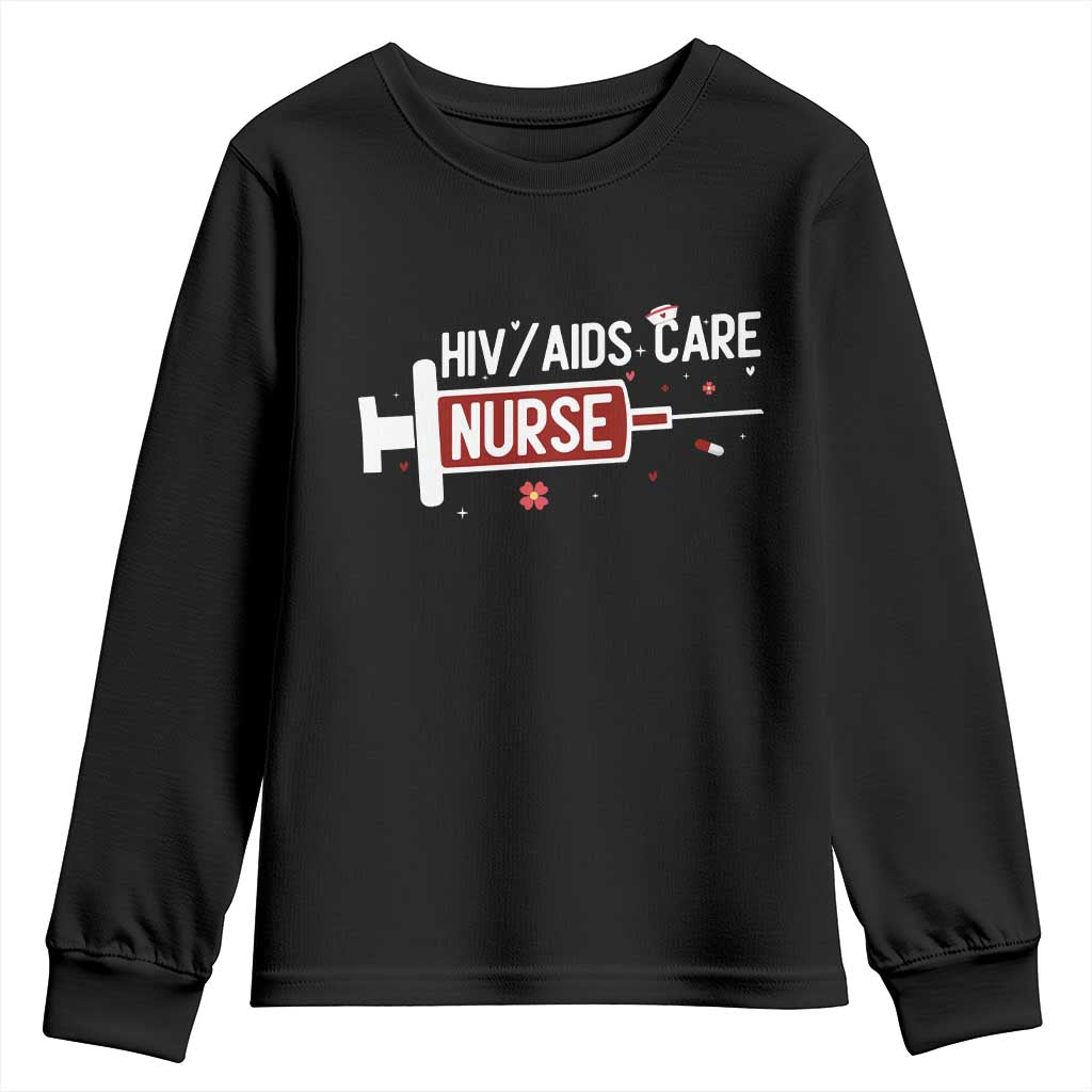 HIV AIDS Care Nurse Youth Sweatshirt Red Ribbon Support Gift
