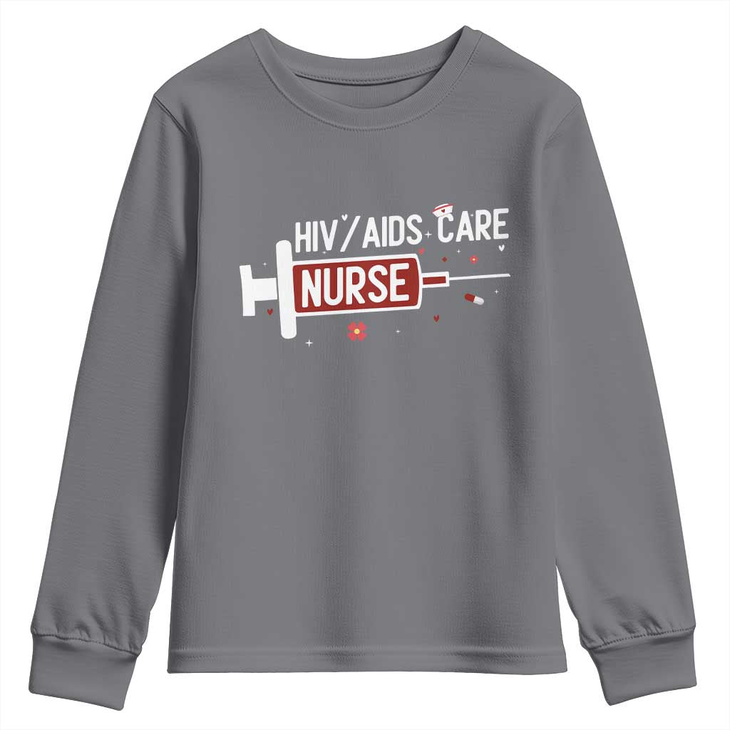 HIV AIDS Care Nurse Youth Sweatshirt Red Ribbon Support Gift
