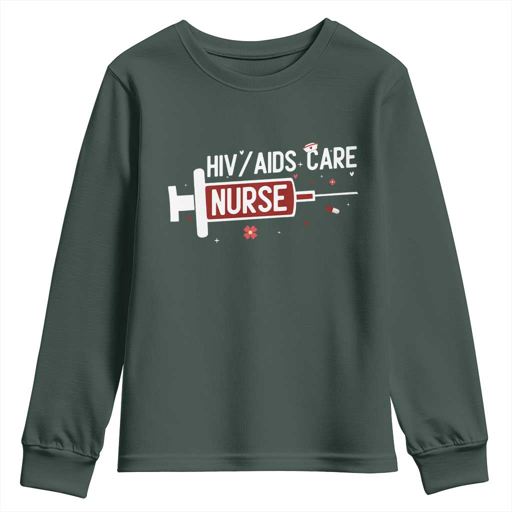 HIV AIDS Care Nurse Youth Sweatshirt Red Ribbon Support Gift