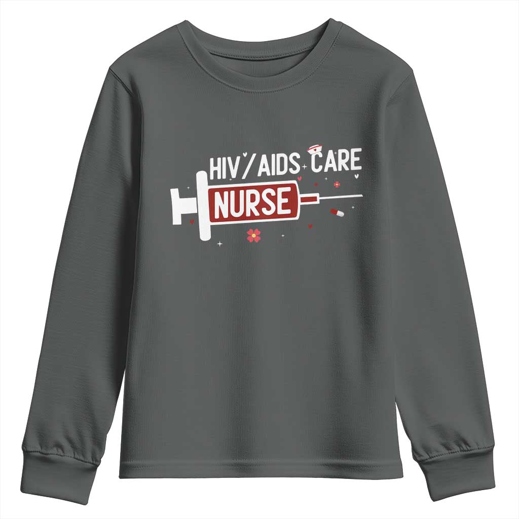 HIV AIDS Care Nurse Youth Sweatshirt Red Ribbon Support Gift