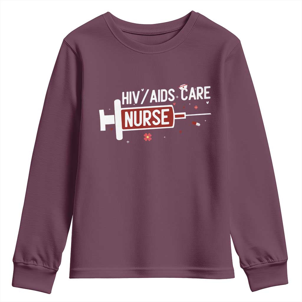 HIV AIDS Care Nurse Youth Sweatshirt Red Ribbon Support Gift