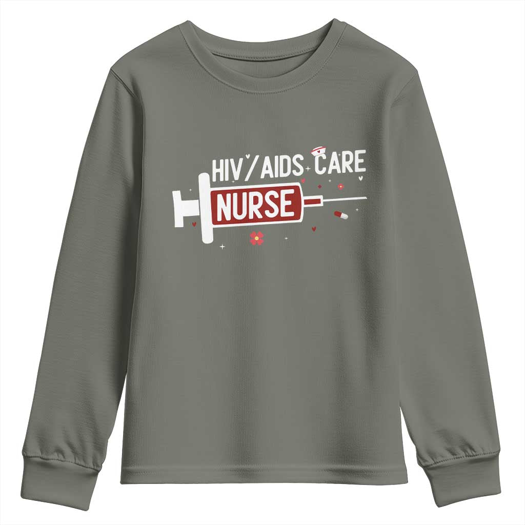 HIV AIDS Care Nurse Youth Sweatshirt Red Ribbon Support Gift