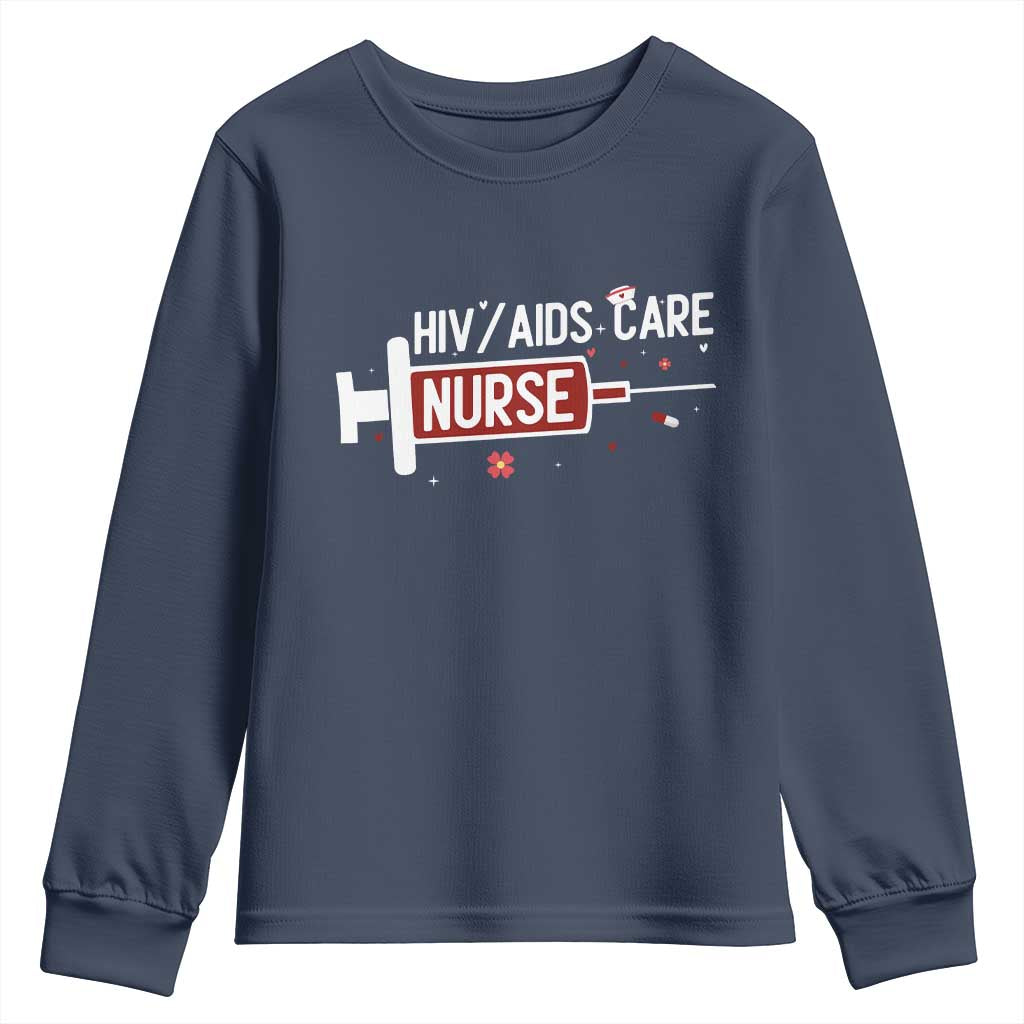 HIV AIDS Care Nurse Youth Sweatshirt Red Ribbon Support Gift