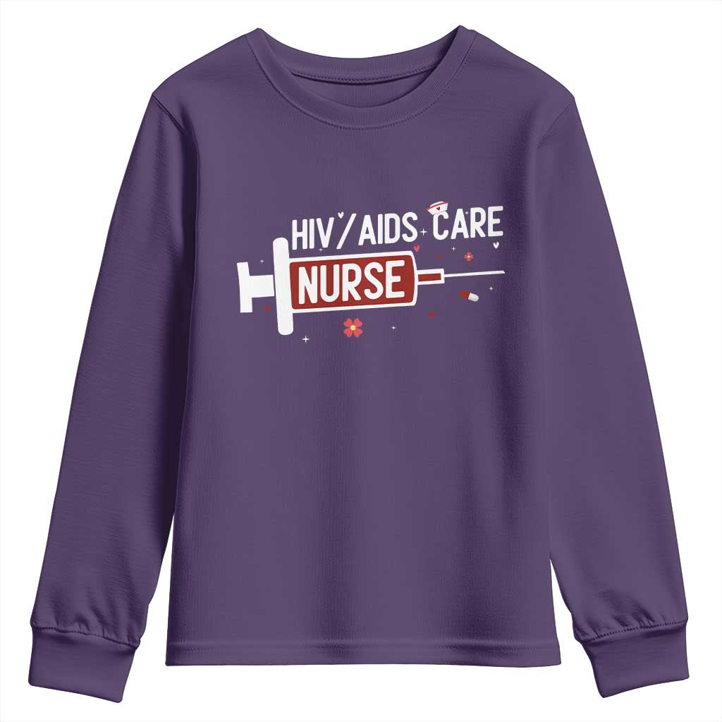 HIV AIDS Care Nurse Youth Sweatshirt Red Ribbon Support Gift