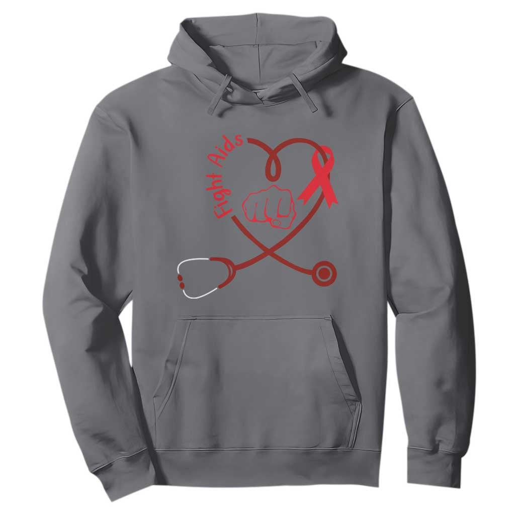Fight AIDS Nurse Hoodie Red Ribbon HIV Support Gift