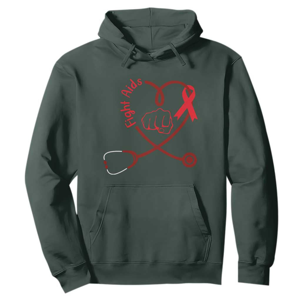 Fight AIDS Nurse Hoodie Red Ribbon HIV Support Gift