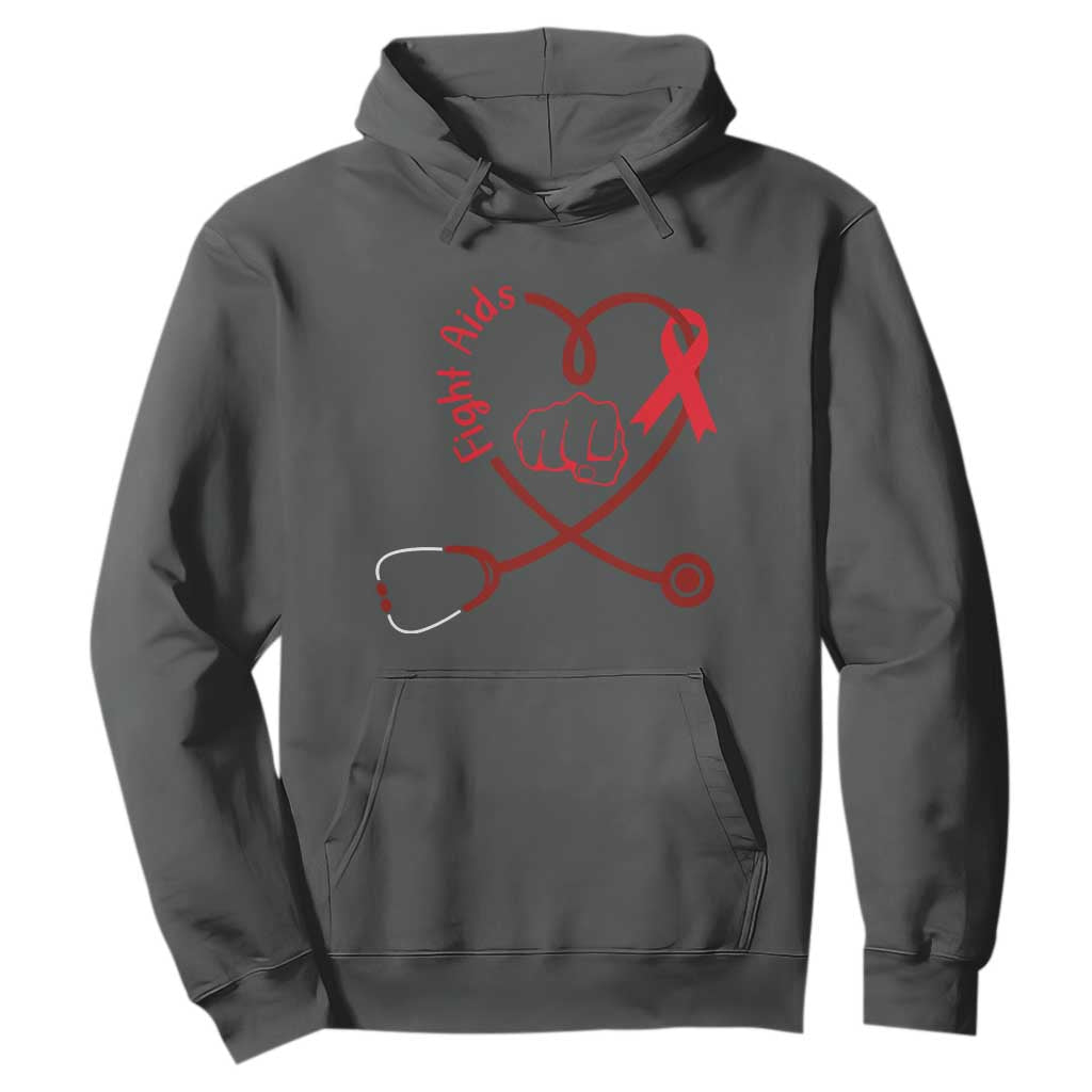 Fight AIDS Nurse Hoodie Red Ribbon HIV Support Gift